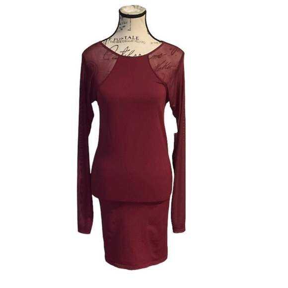 Free People Bodycon Burgundy Cocktail Party Midi Dress Size Medium NWT - Picture 1 of 7